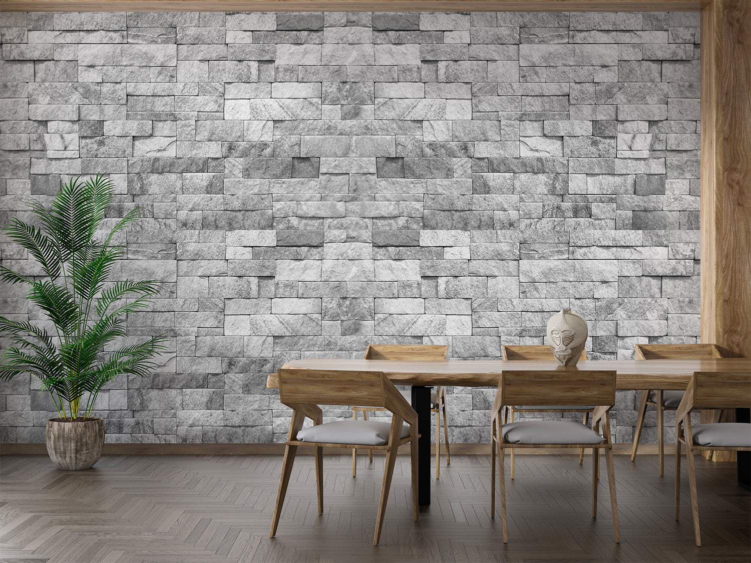 Papier Peint Effet Brique Grise