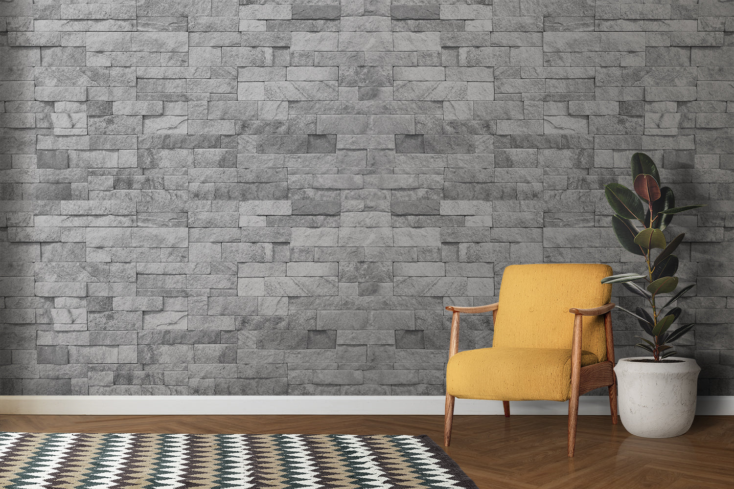 Papier Peint Effet Brique Grise