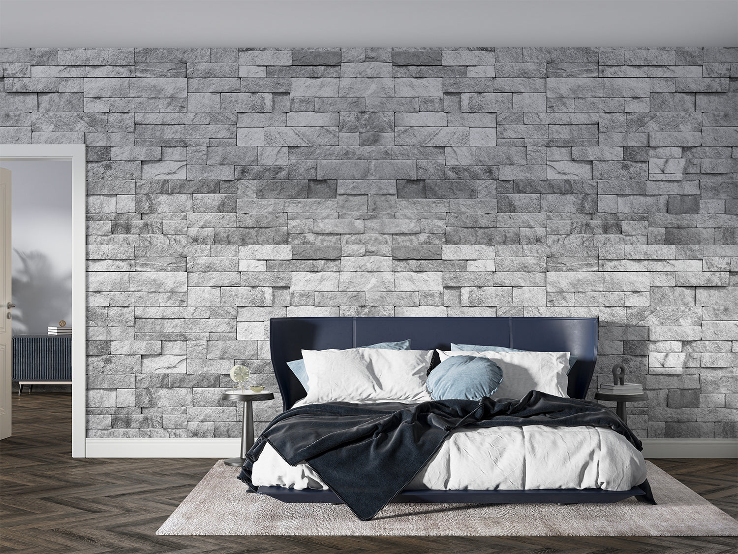 Papier Peint Effet Brique Grise