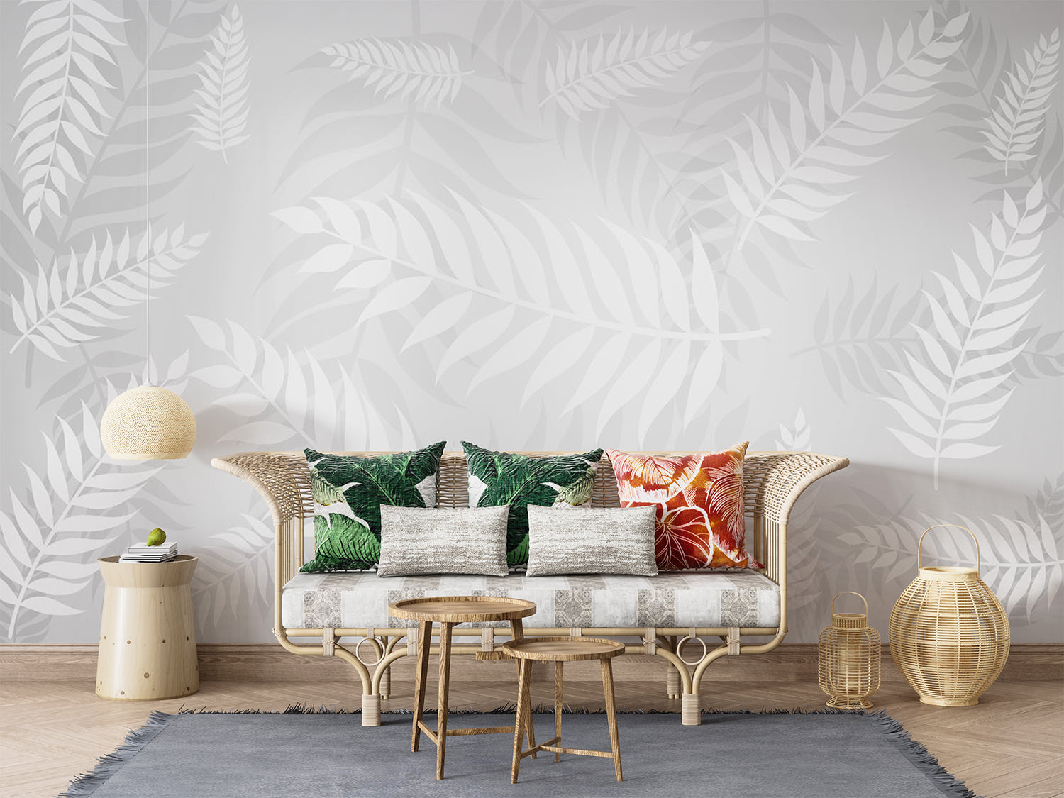 Papier Peint Feuillage Blanc