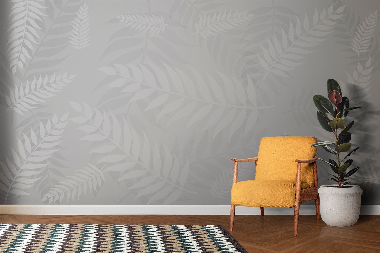 Papier Peint Feuillage Blanc