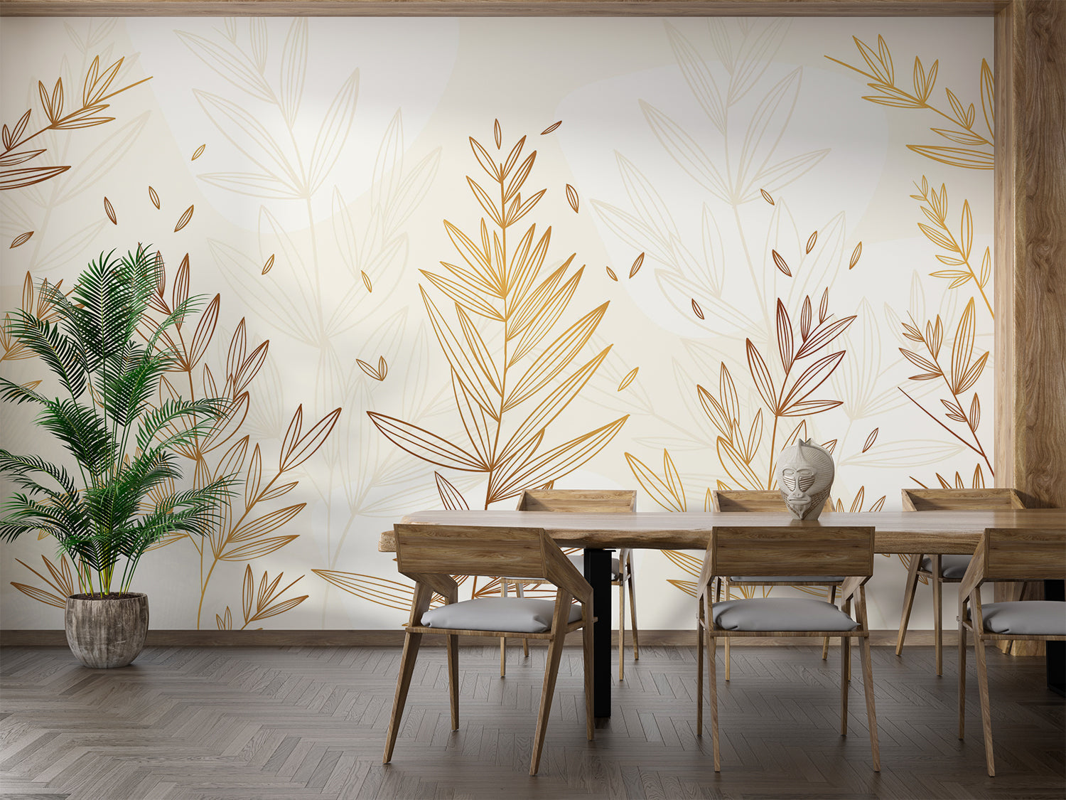 Papier Peint Feuillage Dore