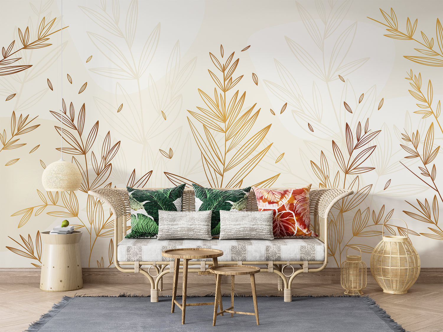 Papier Peint Feuillage Dore