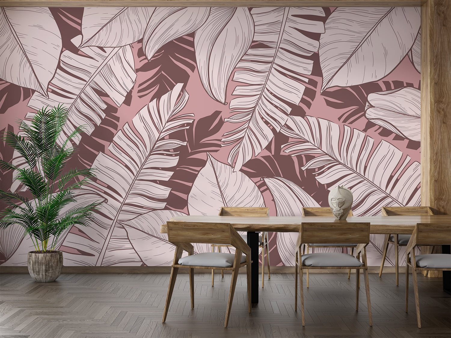 Papier Peint Feuillage Rose