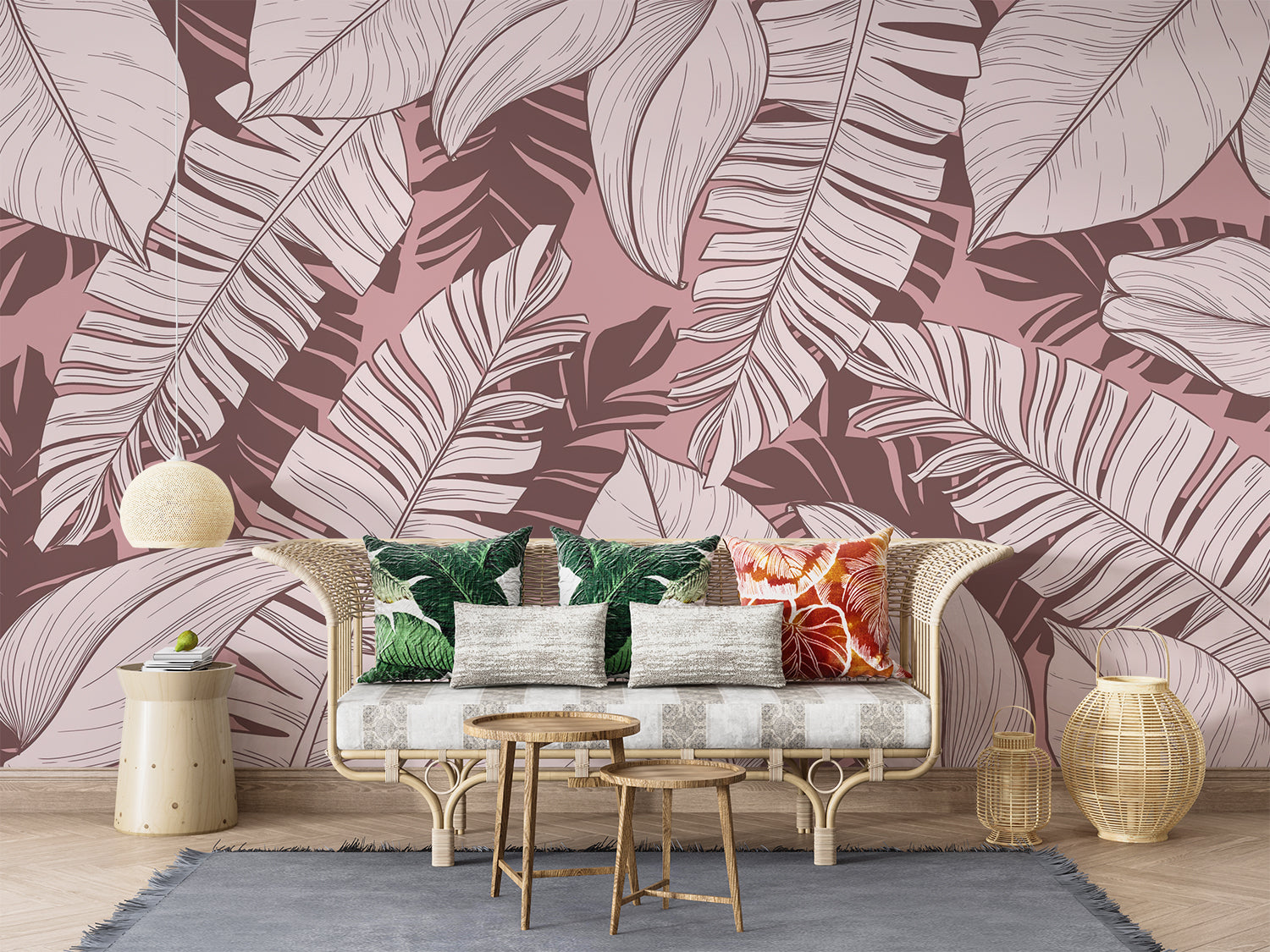 Papier Peint Feuillage Rose