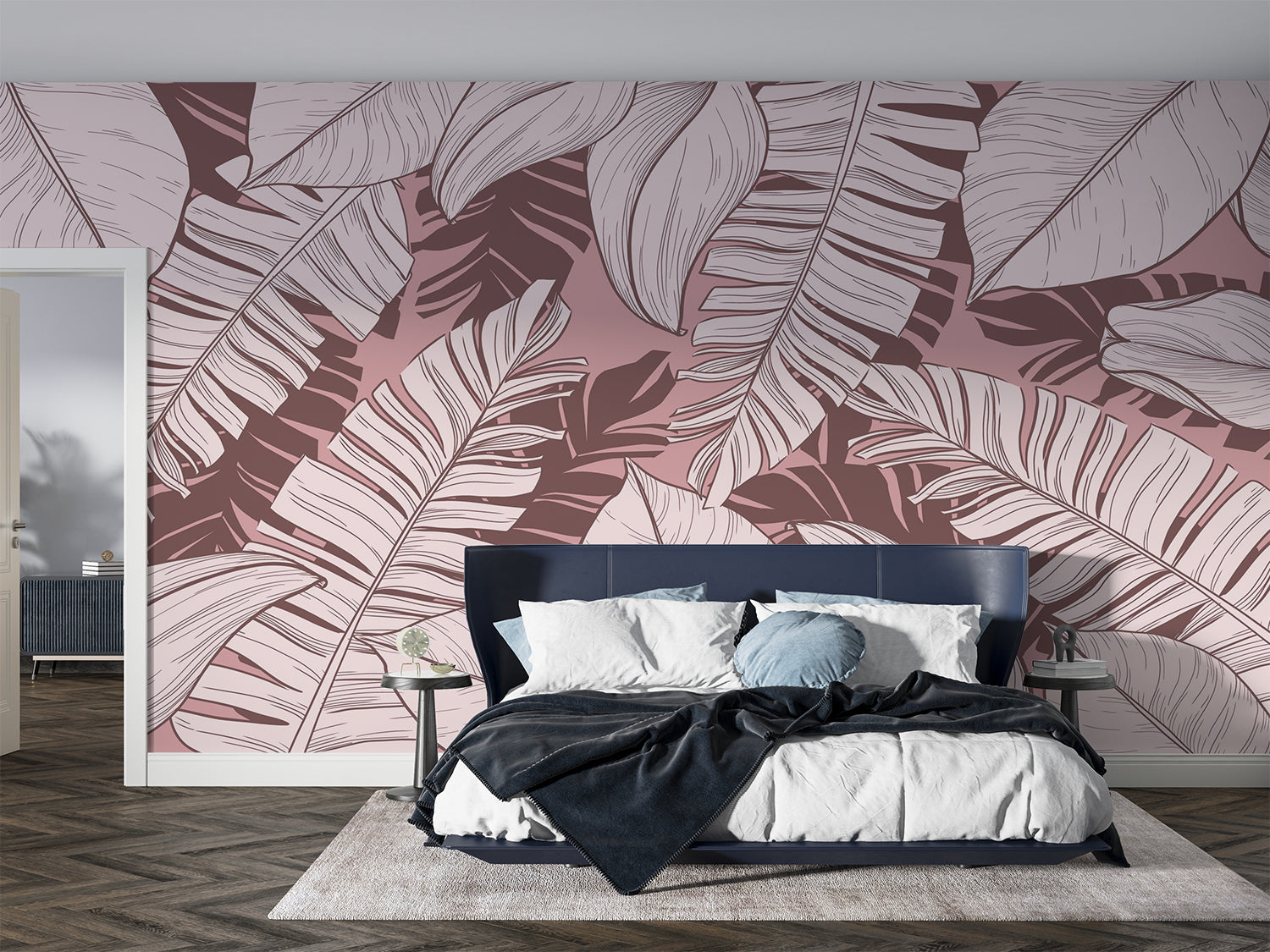 Papier Peint Feuillage Rose