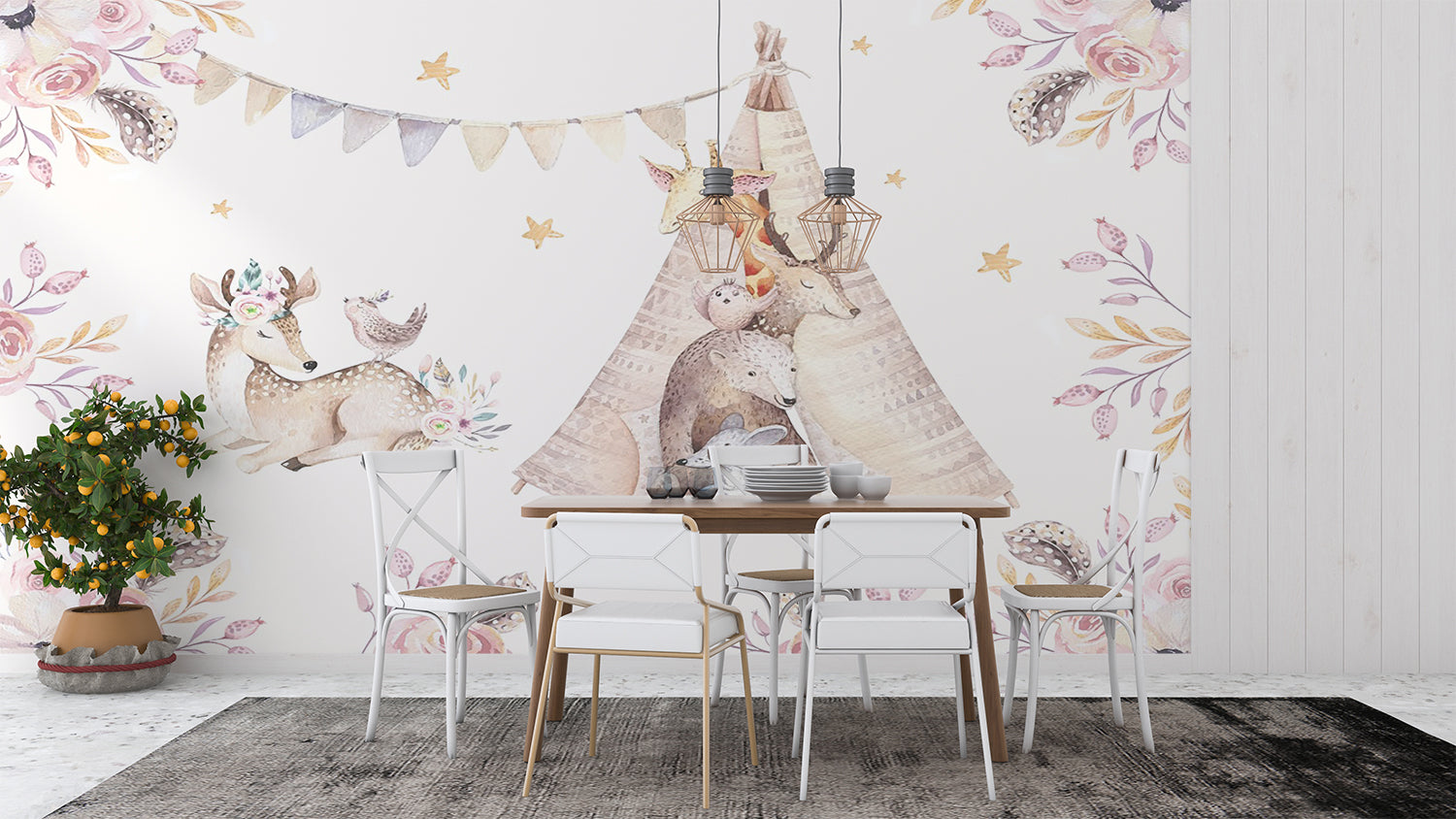 Papier Peint Foret Cerf