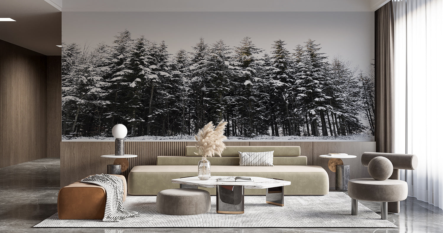 Papier Peint Foret Enneigée