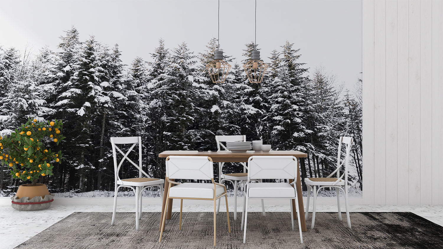 Papier Peint Foret Enneigée