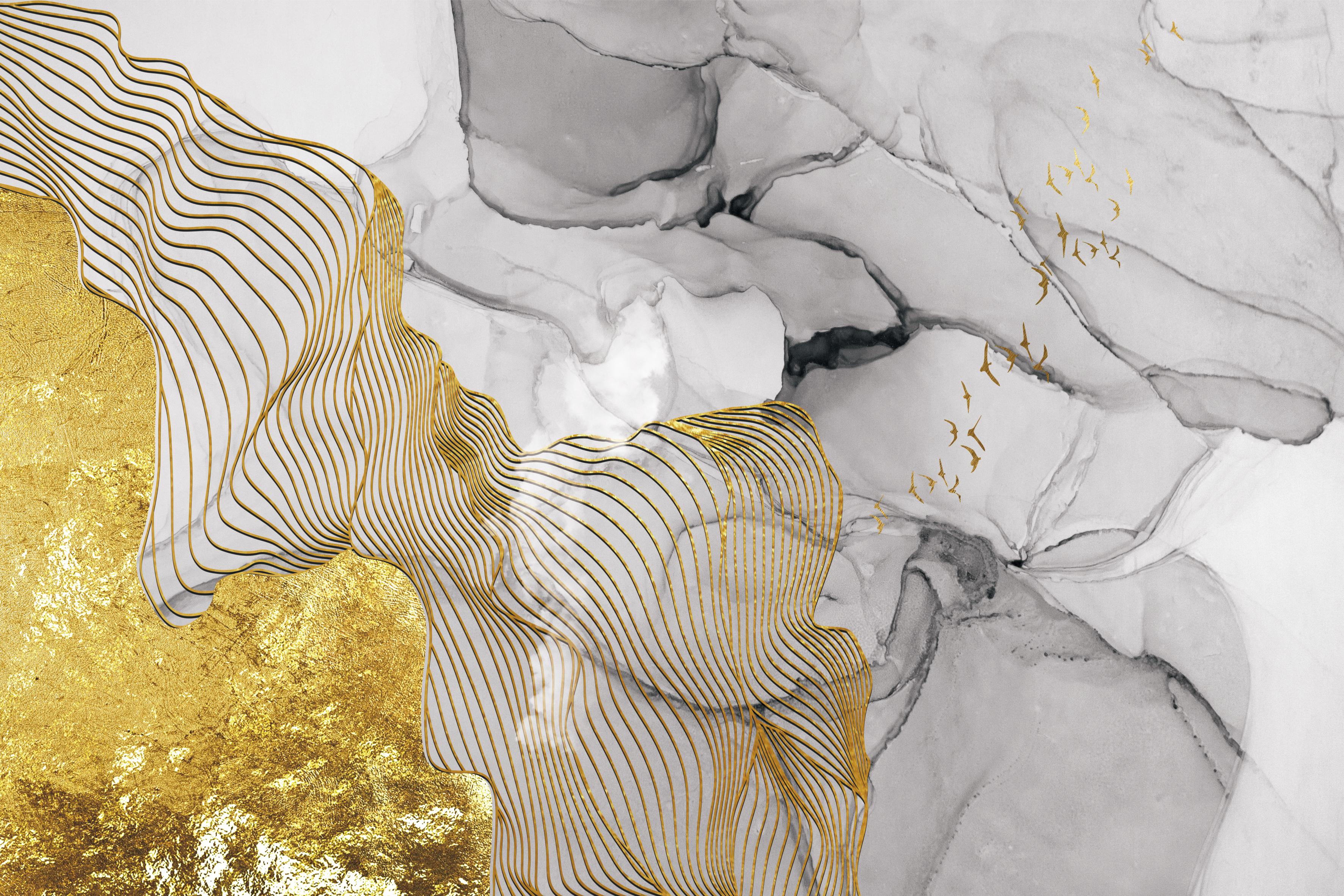 Papier Peint Gris Noir Doré