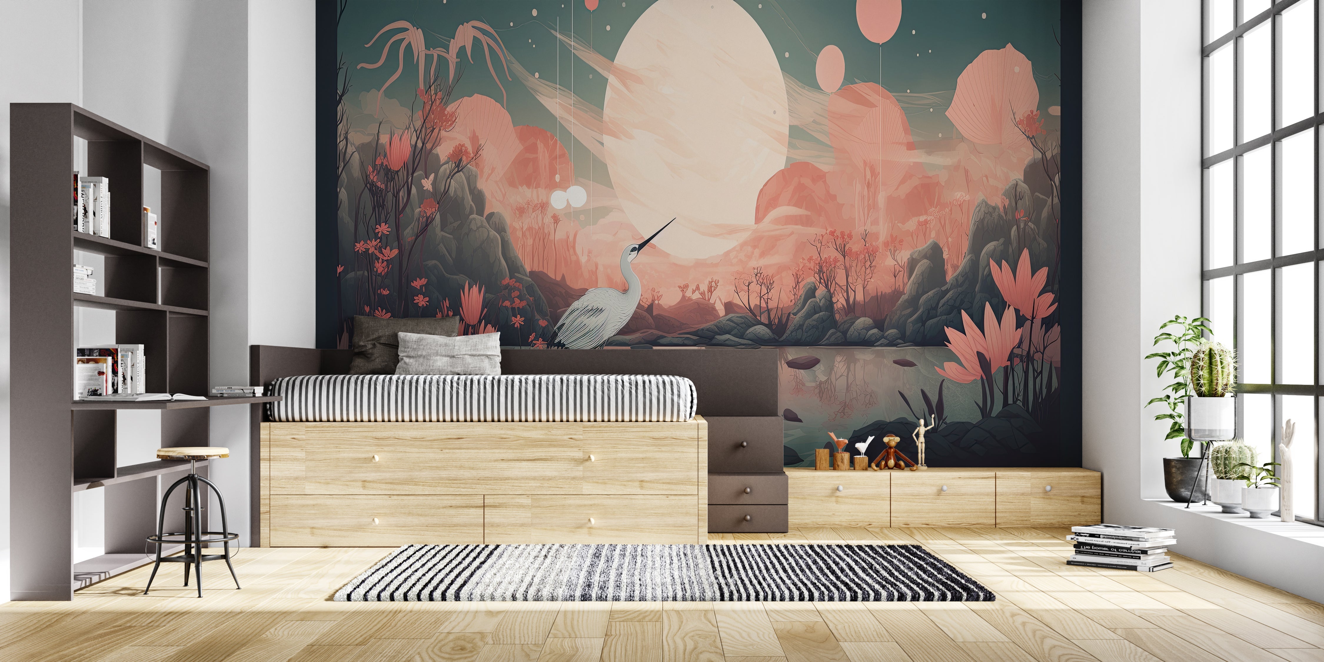 Papier Peint Grues Japonaises