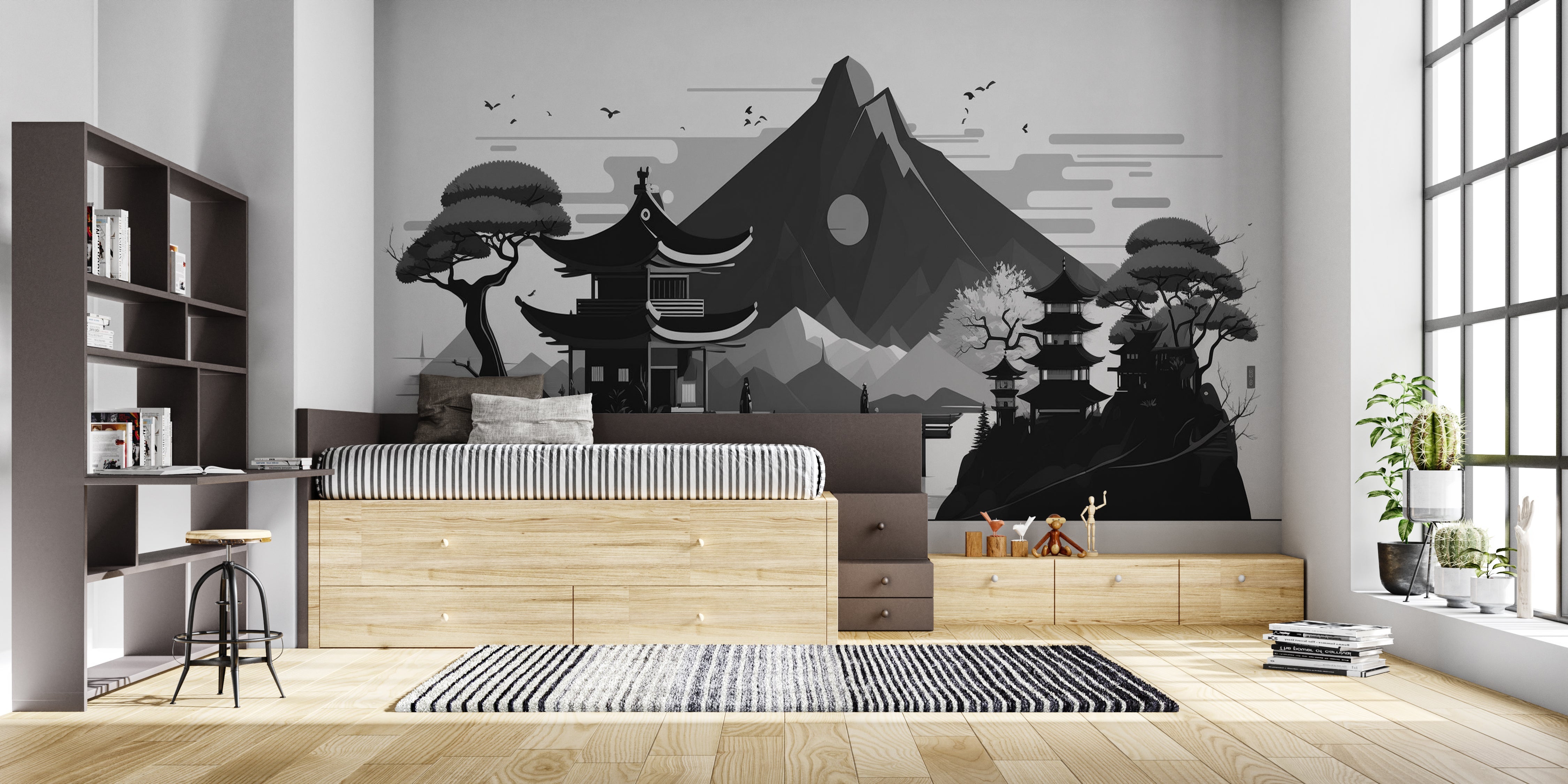 Papier Peint Japonais Noir Et Blanc