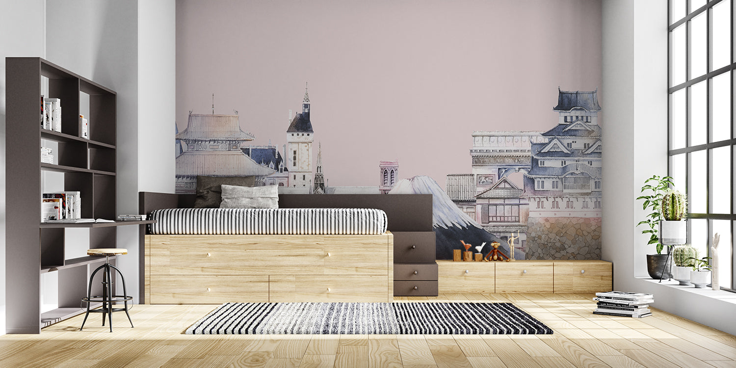 Papier Peint Japonais Rose