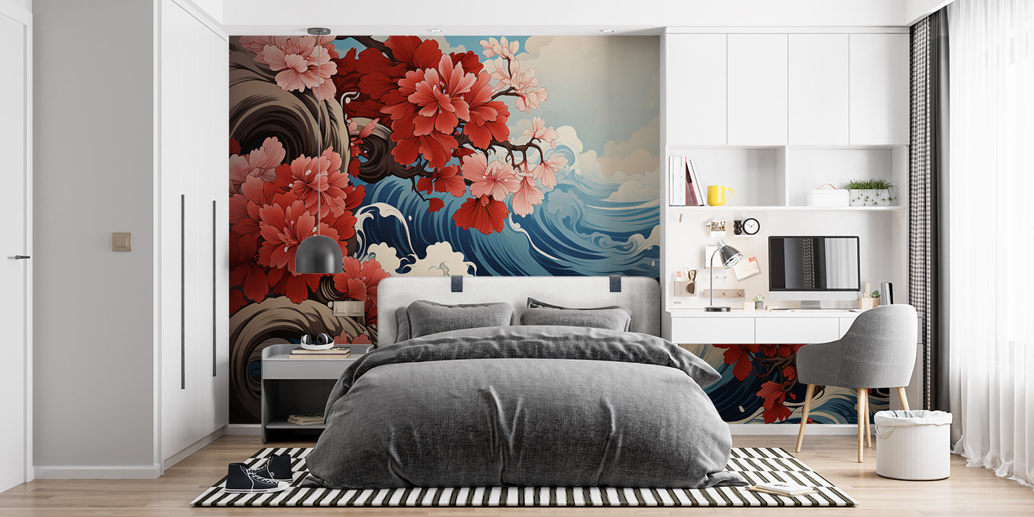 Papier Peint Japonisant Bleu