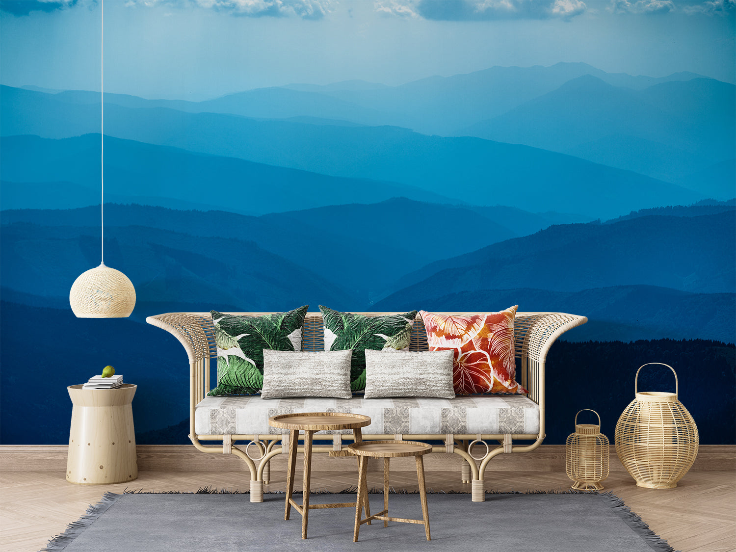 Papier Peint Montagne Bleu