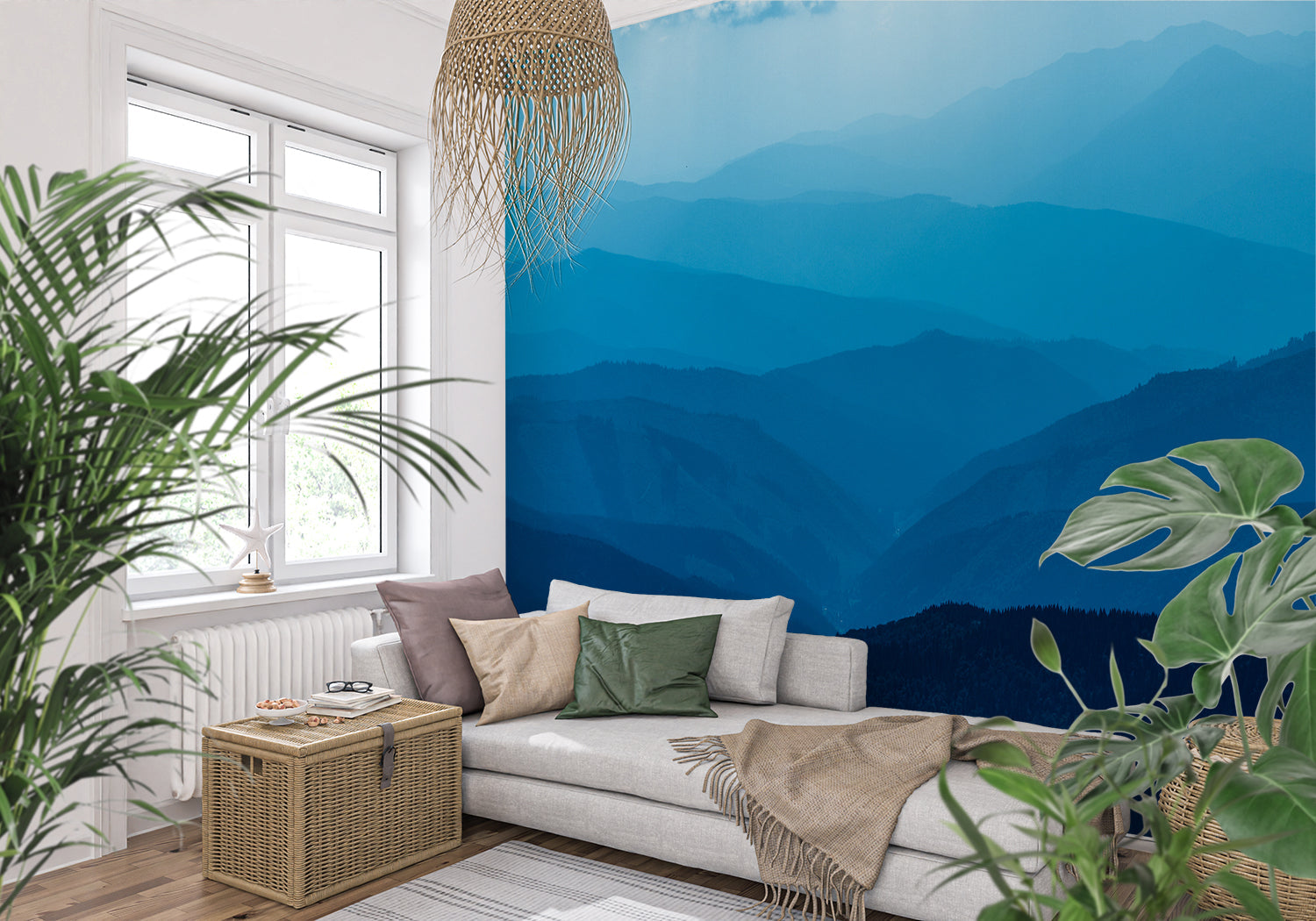 Papier Peint Montagne Bleu