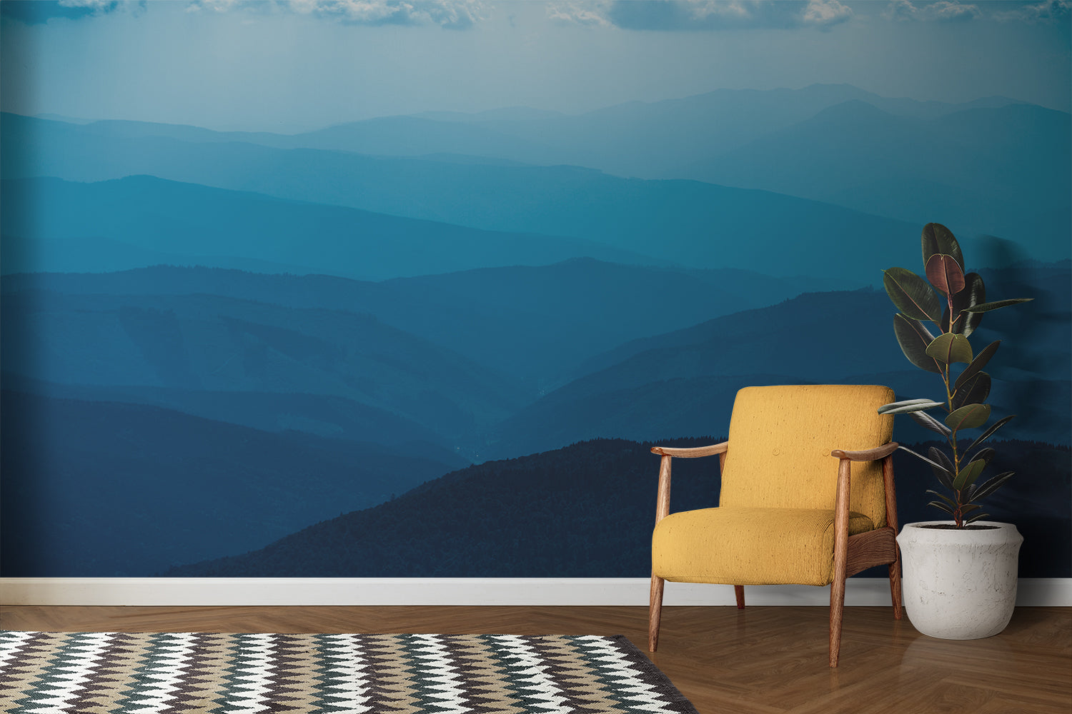 Papier Peint Montagne Bleu