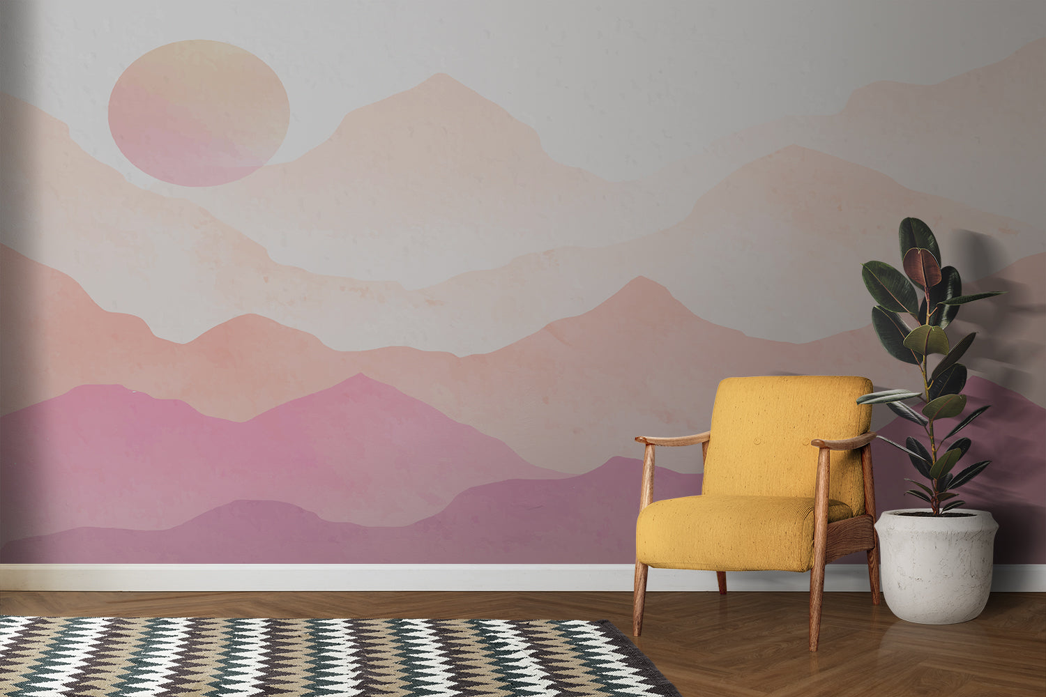 Papier Peint Montagne Rose