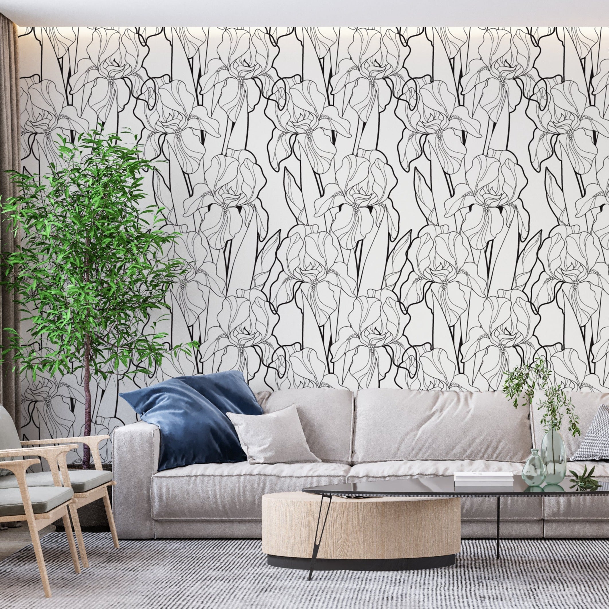 Papier Peint Noir Et Blanc Végétal