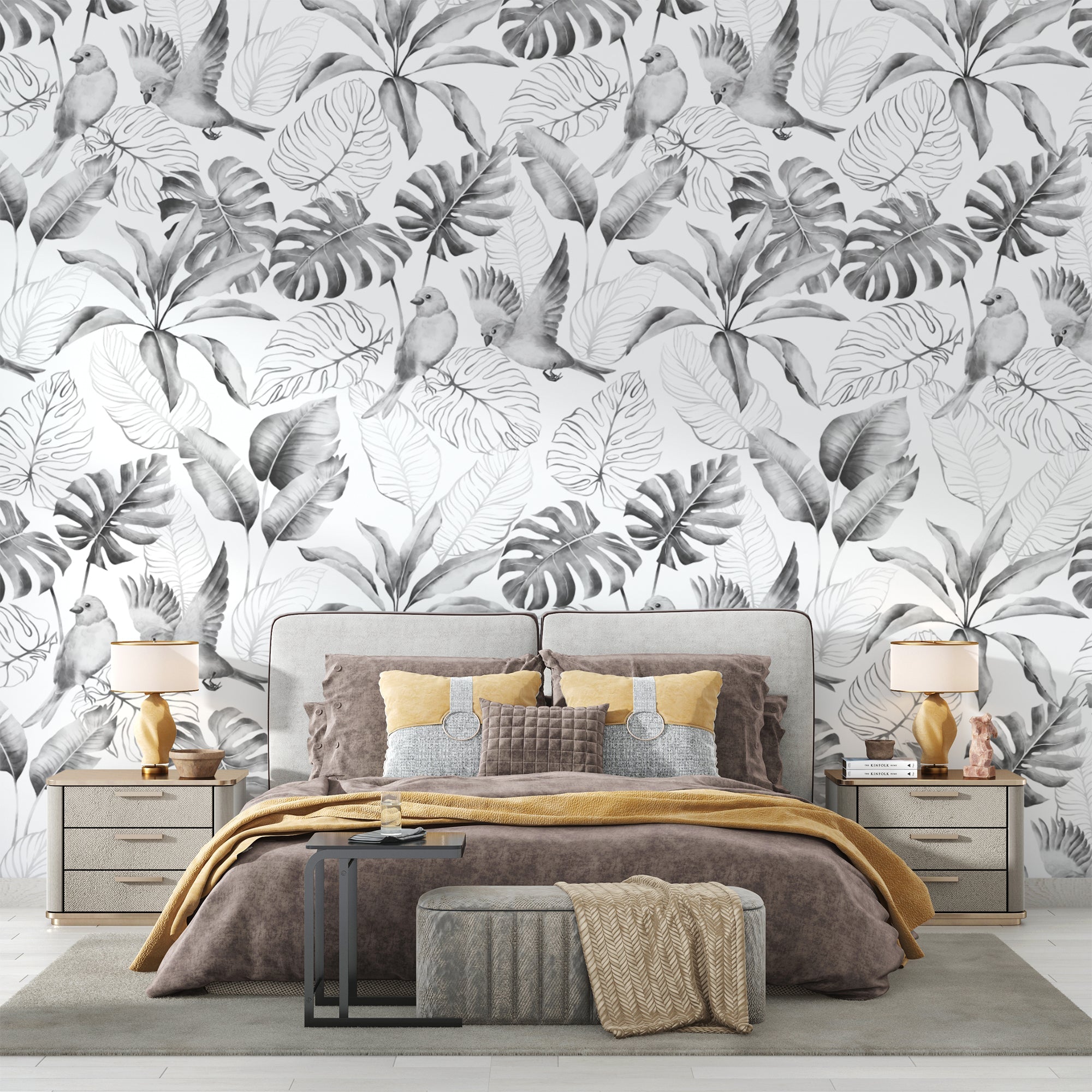 Papier Peint Oiseaux Noir Et Blanc