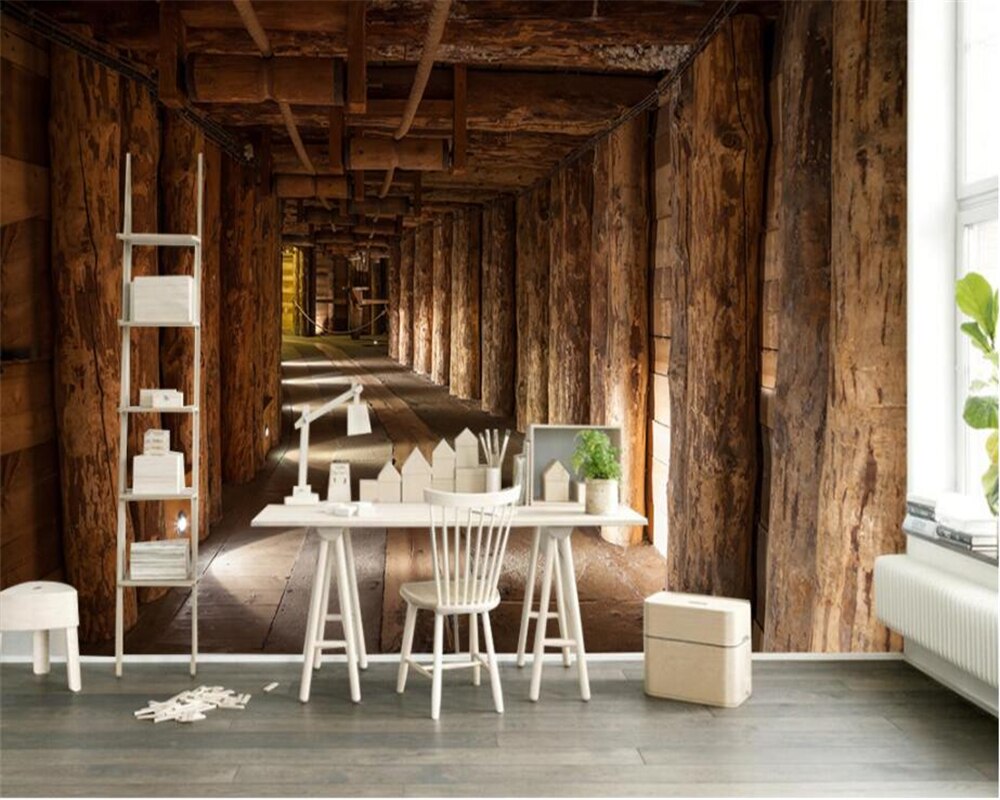 papier peint trompe l’oeil bois