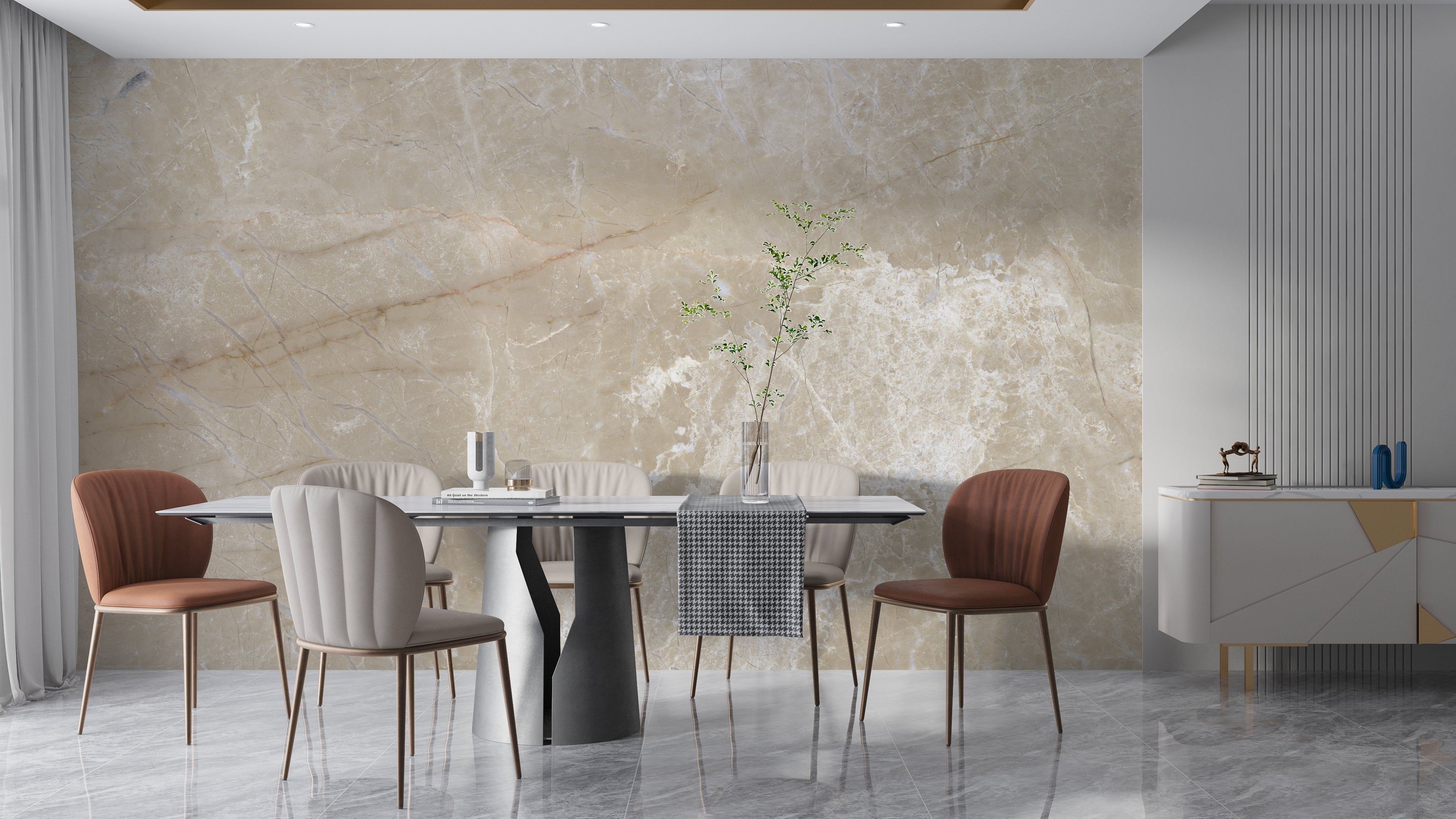 Papier Peint Effet Marbre Beige