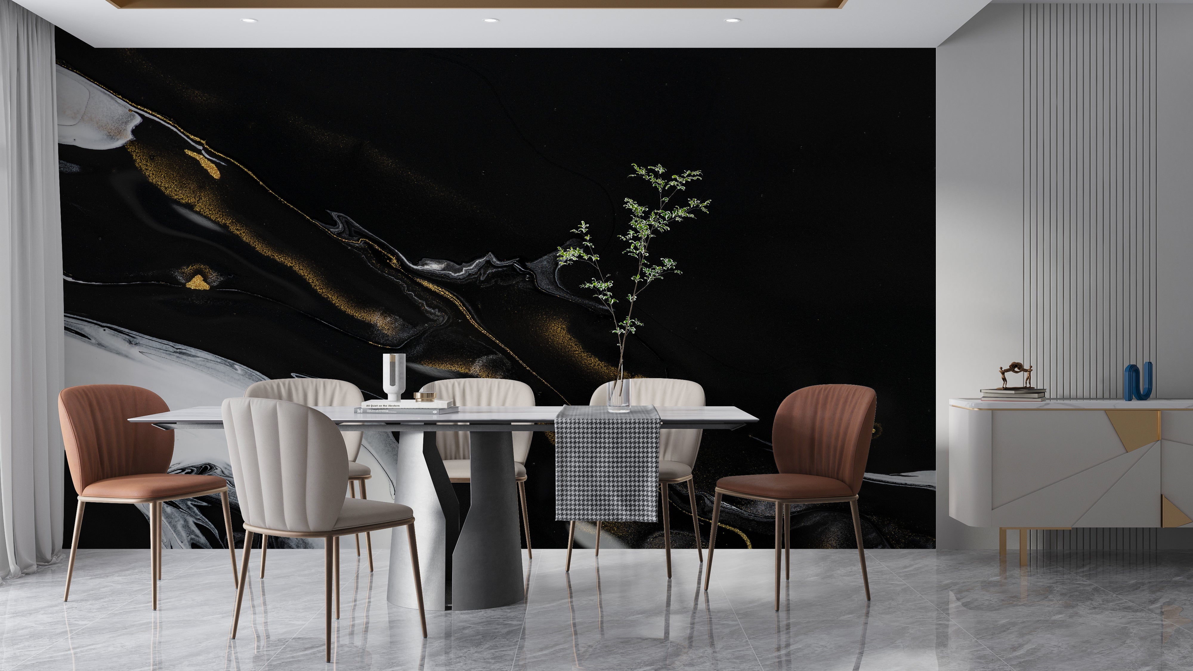 Papier Peint Effet Marbre Noir