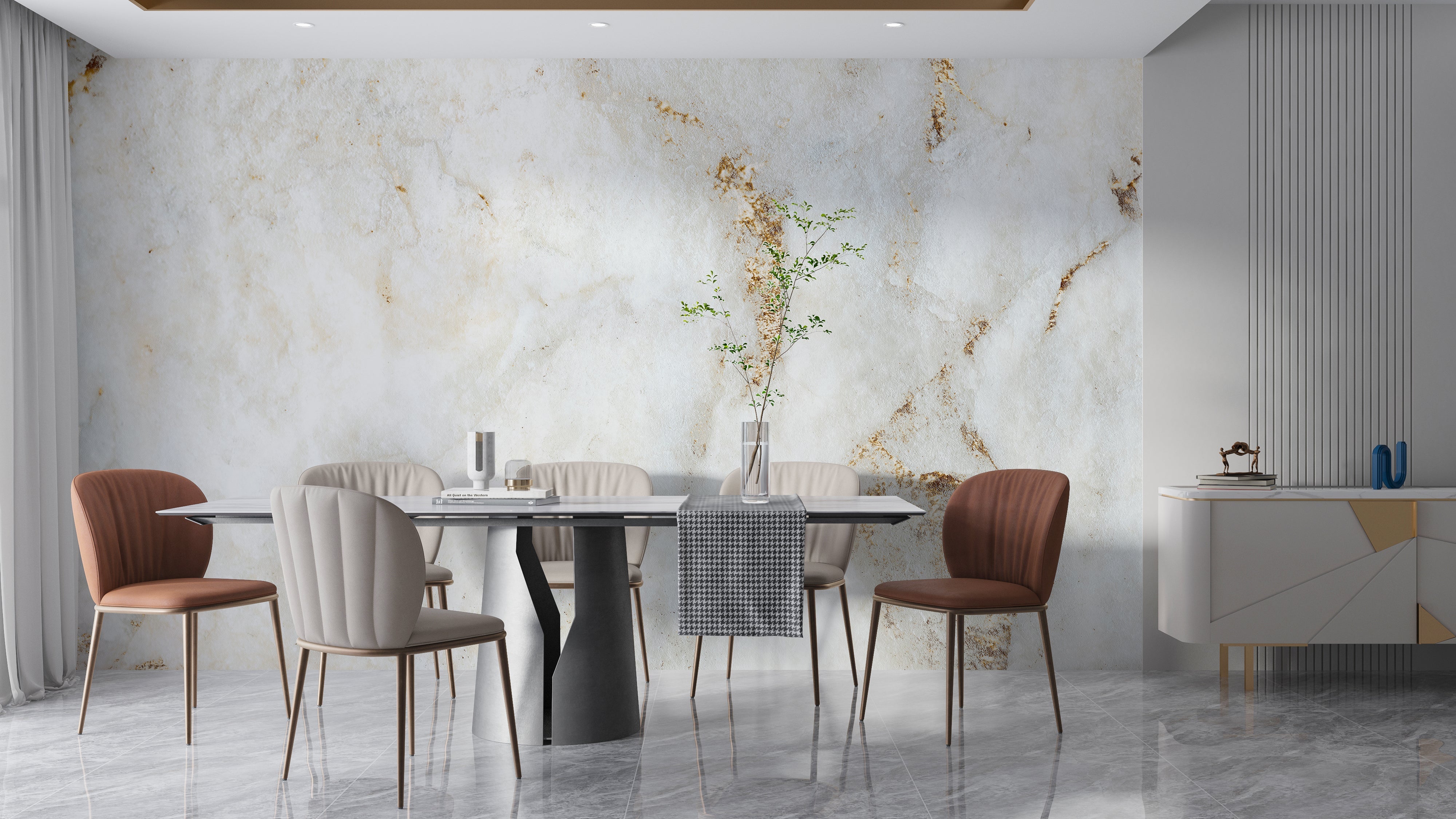 Papier Peint Marbre Doré