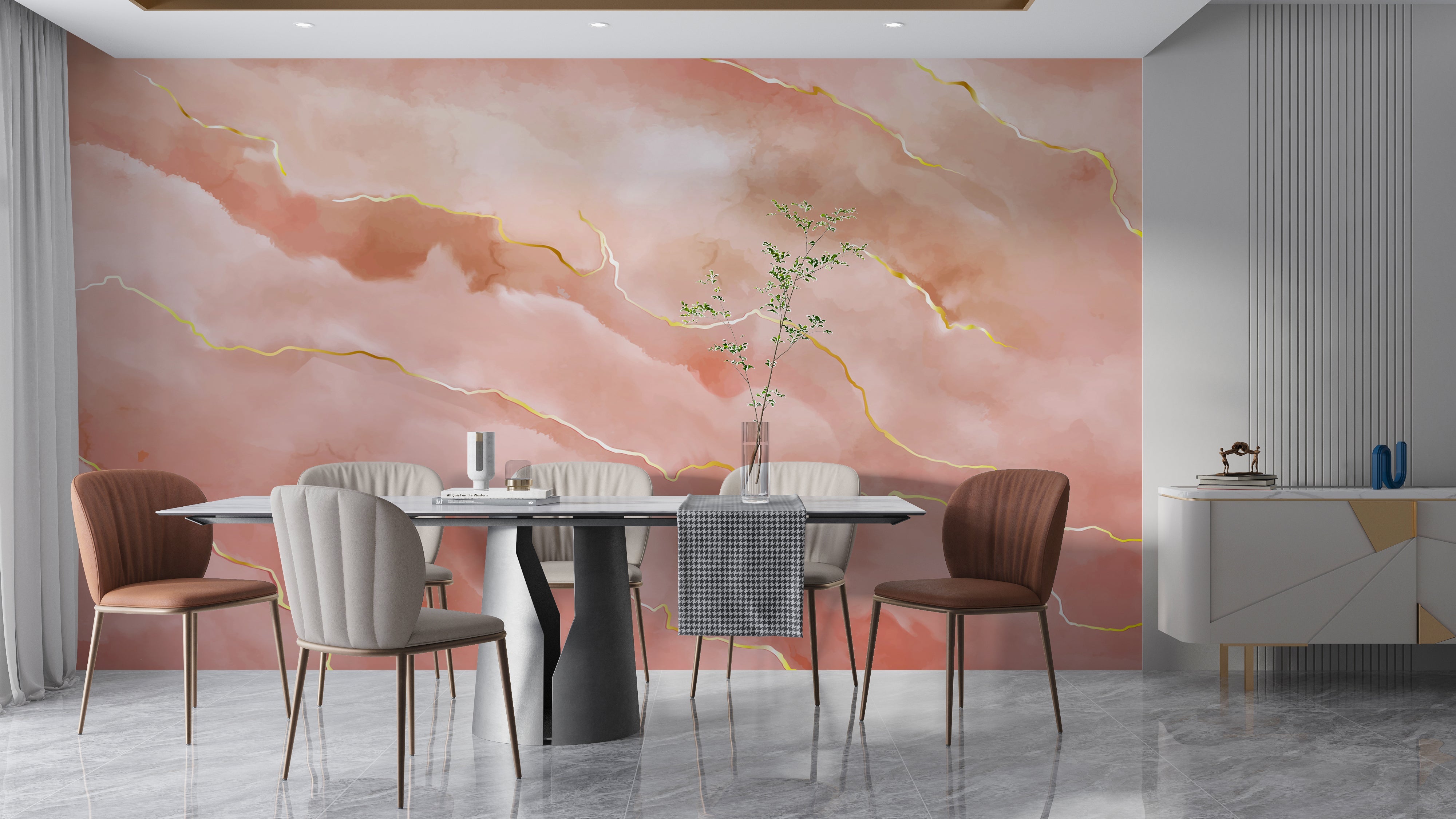 Papier Peint Marbre Rose Gold