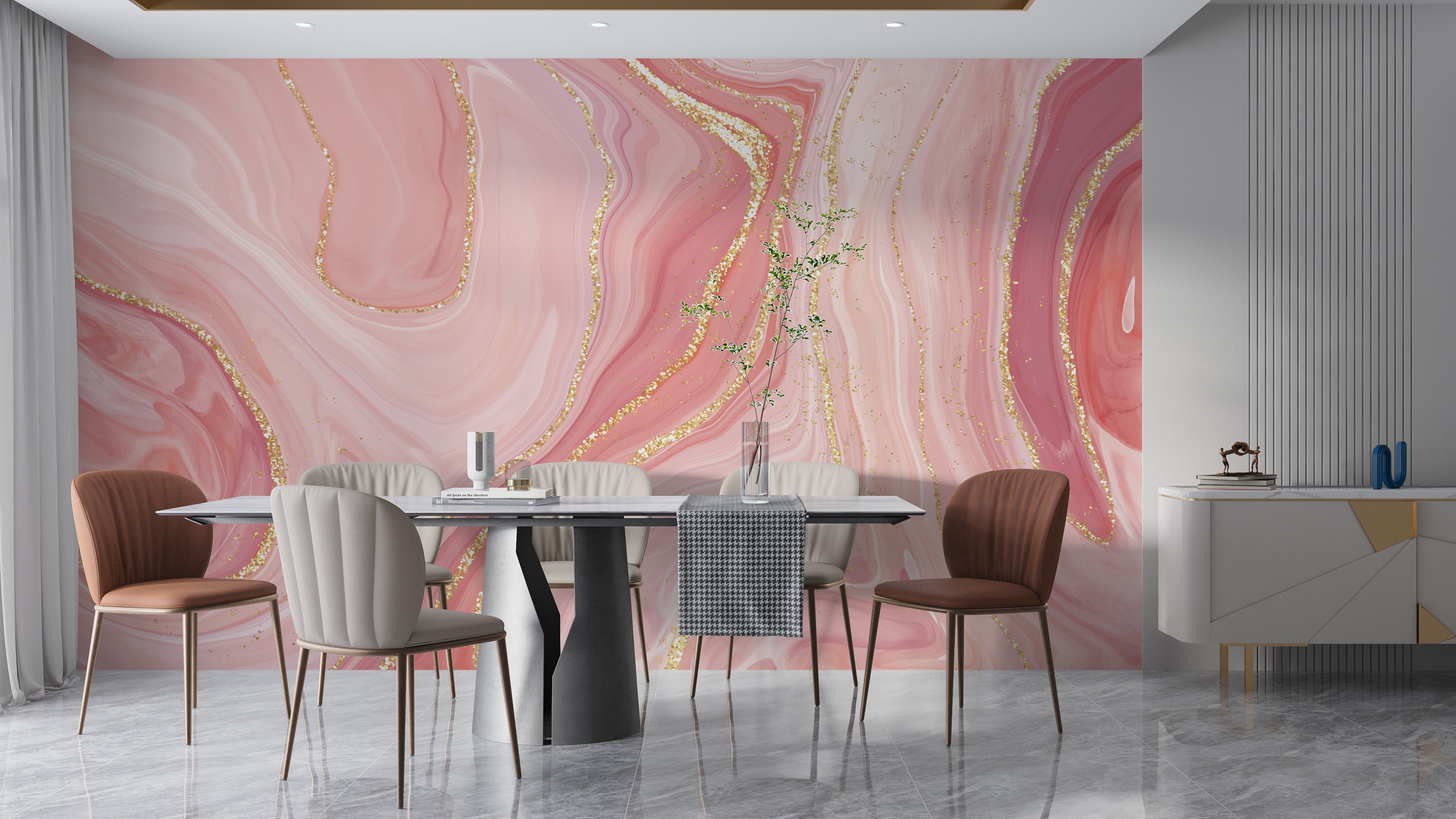 Papier Peint Rose Marbre