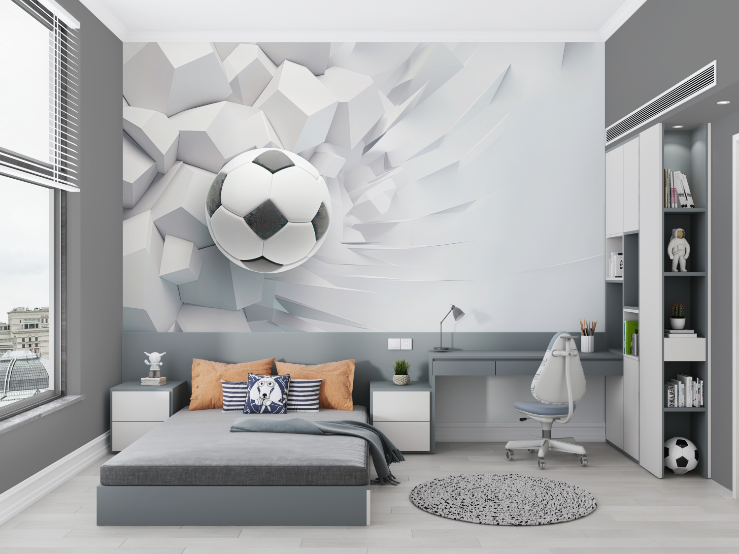 Papier peint 3d foot blanc chambre petit