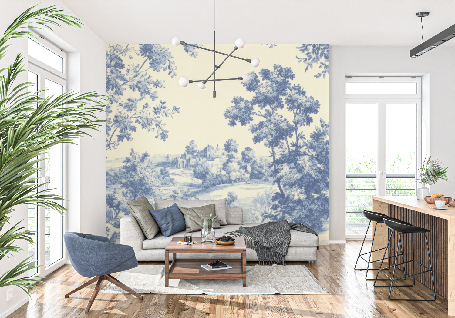Papier Peint Style Toile De Jouy - panoramique-mur