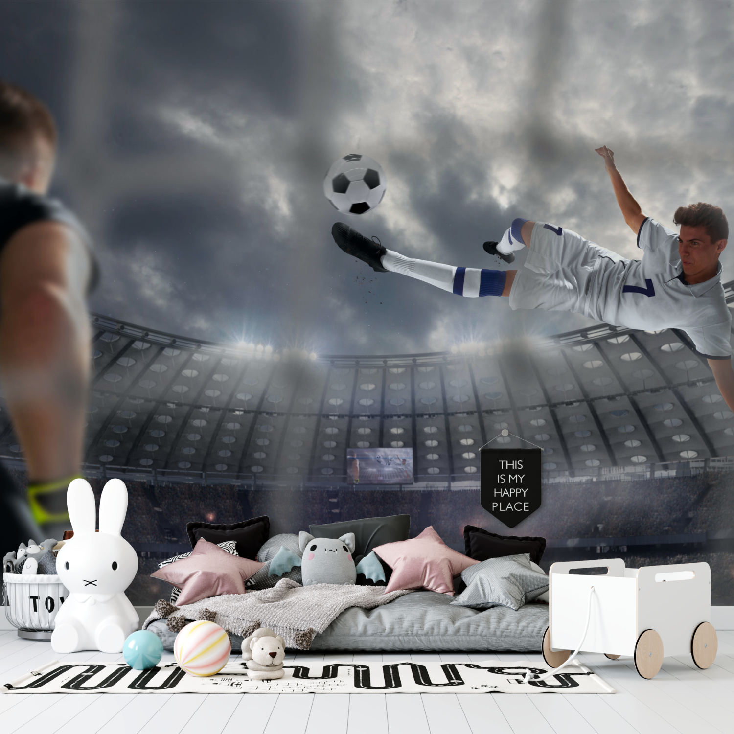 Papier peint joueur de foot tapisserie garcon