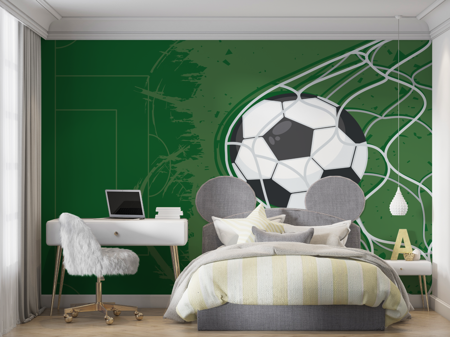 Papier peint foot vert mur chambre panoramique