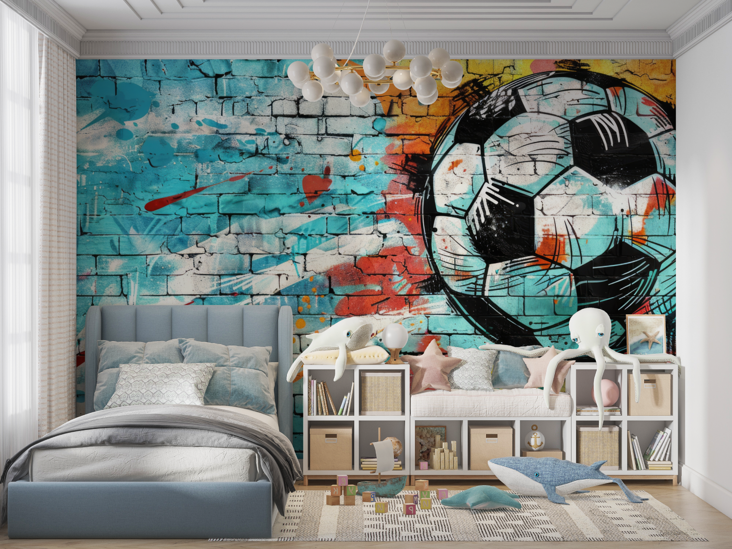 Papier peint graffiti foot panoramique garcon