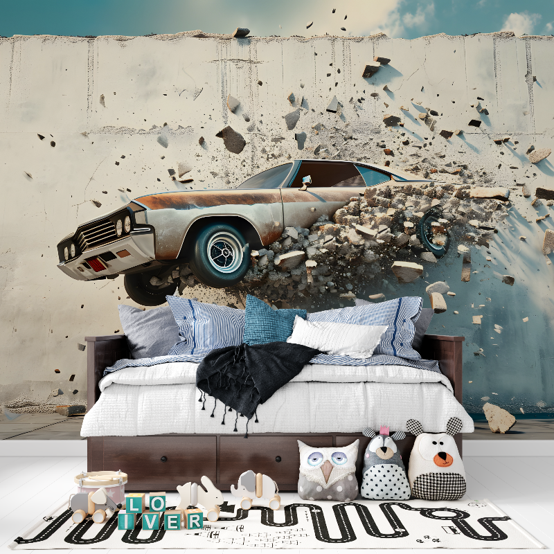 Papier peint xxl voiture blanc tapisserie pour ado