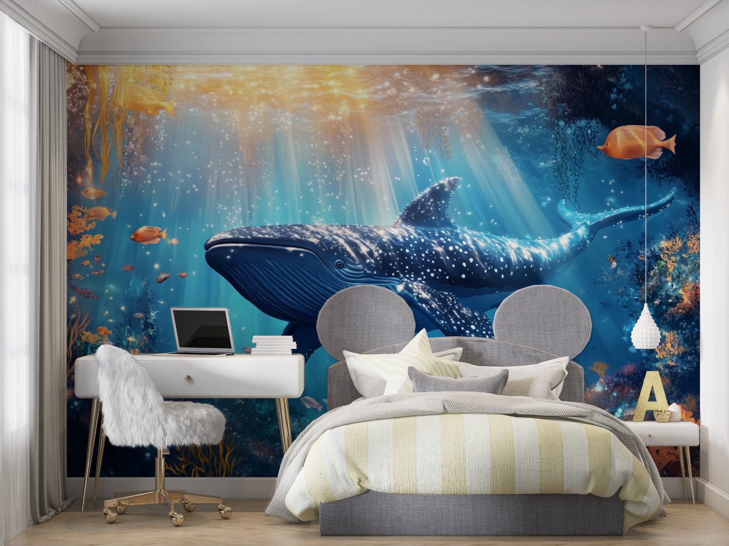 Papier peint marin decor balein...ue mur chambre panoramique