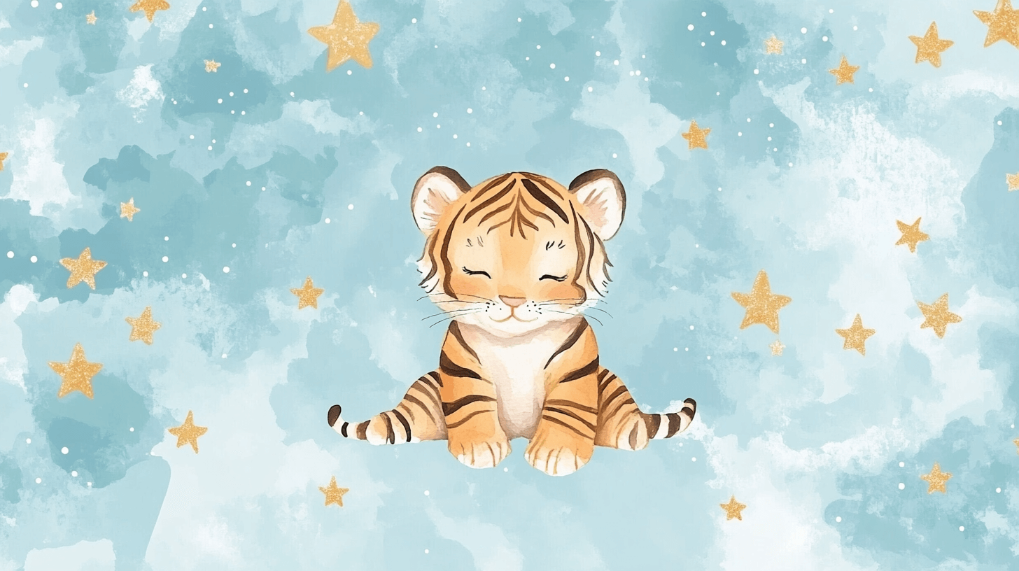 Papier Peint Tigre Et Ciel Étoilé