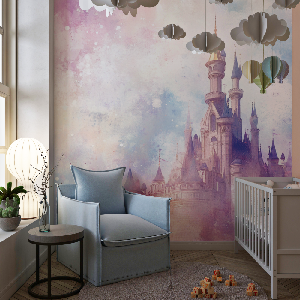 Papier peint princesse aquarelle chambre de fille