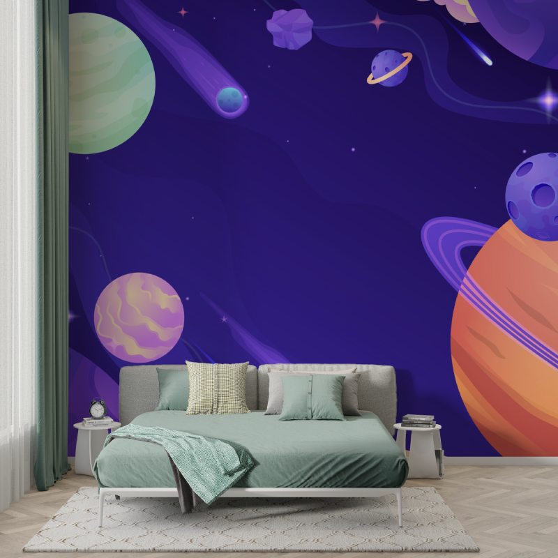 Papier peint espace planete asteroides murs
