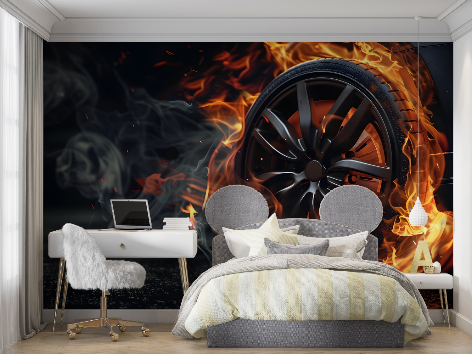 Papier peint roue de voiture mur chambre panoramique