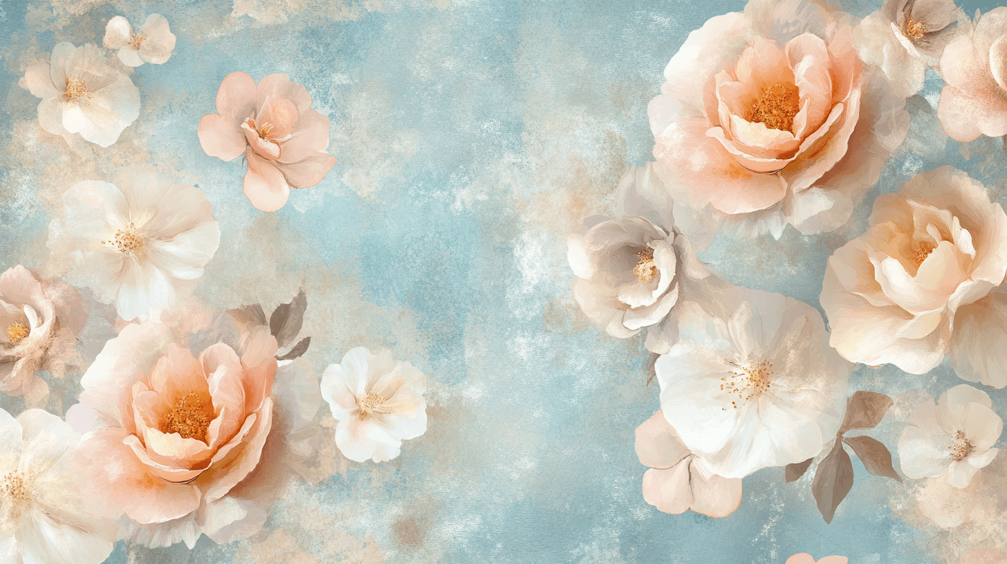Papier Peint Aquarelle Fleurs Stylisées Avec Texture