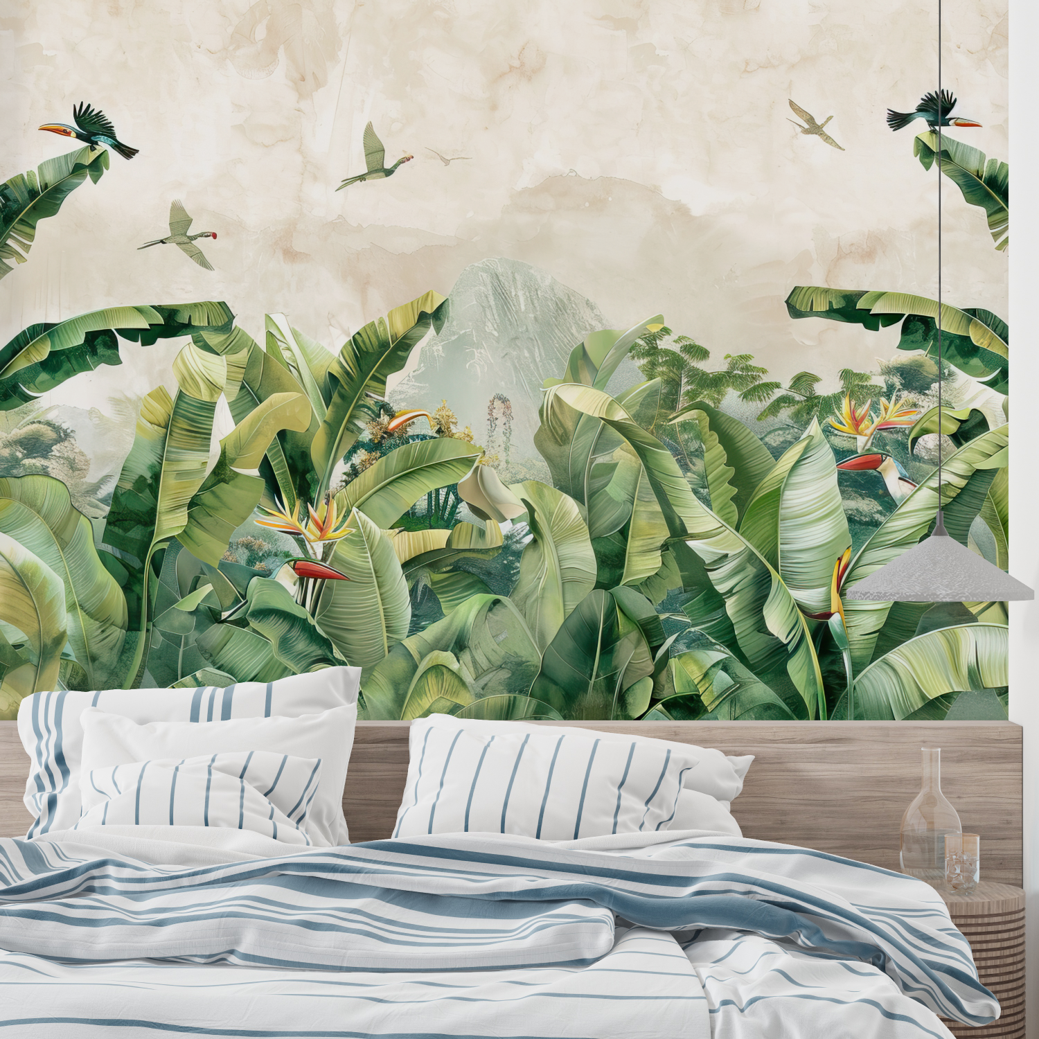 Papier peint aquarelle ambiance tropicale leroy merlin