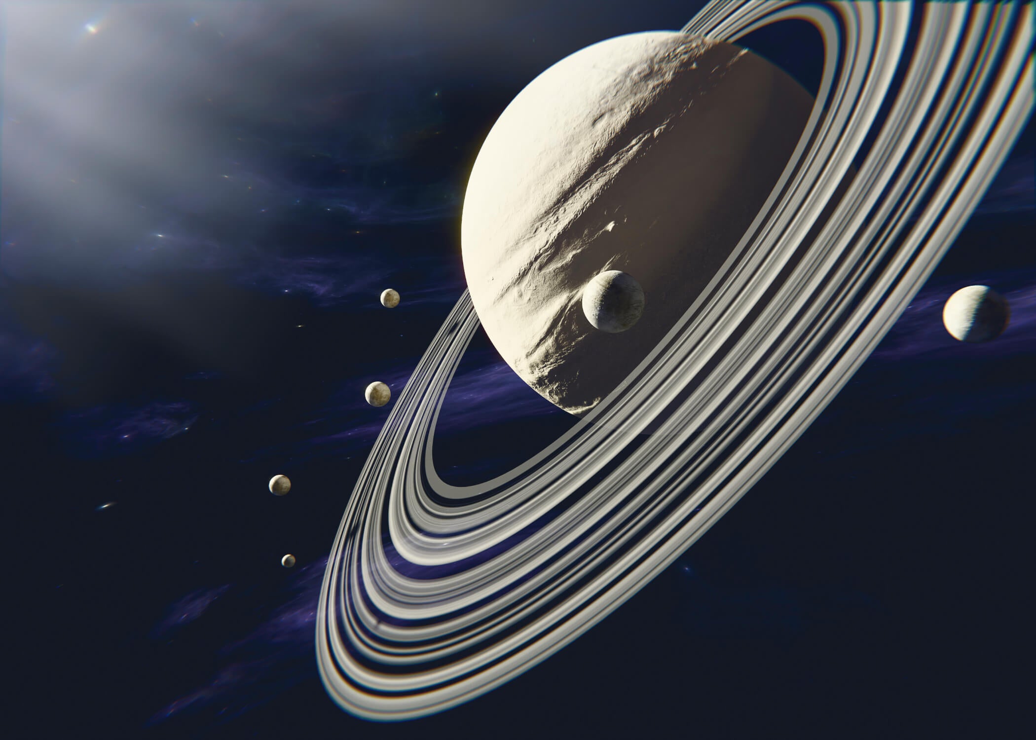 Papier Peint Espace Lune Et Saturne