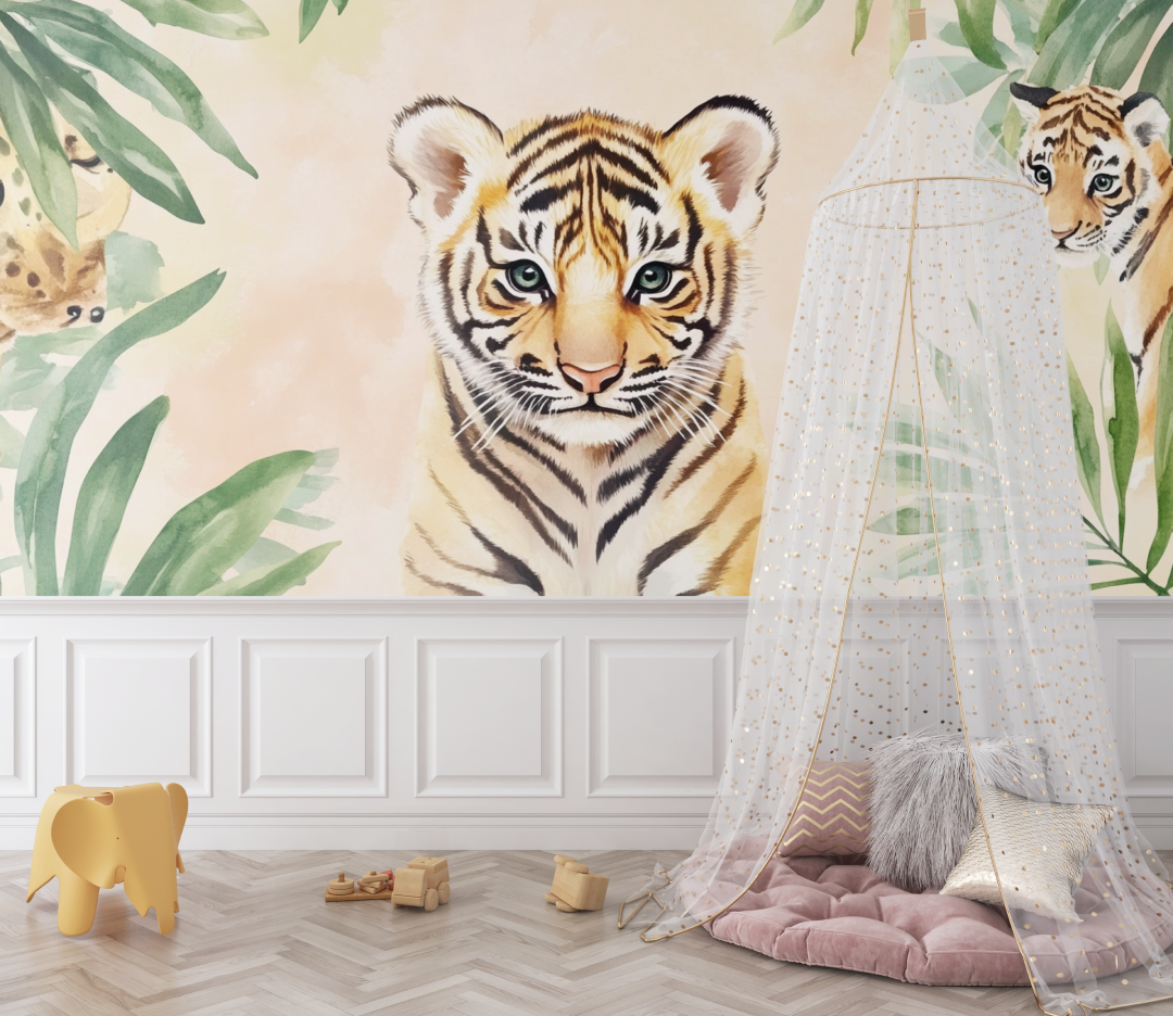 Papier peint tigre et animaux de la jungle bebe
