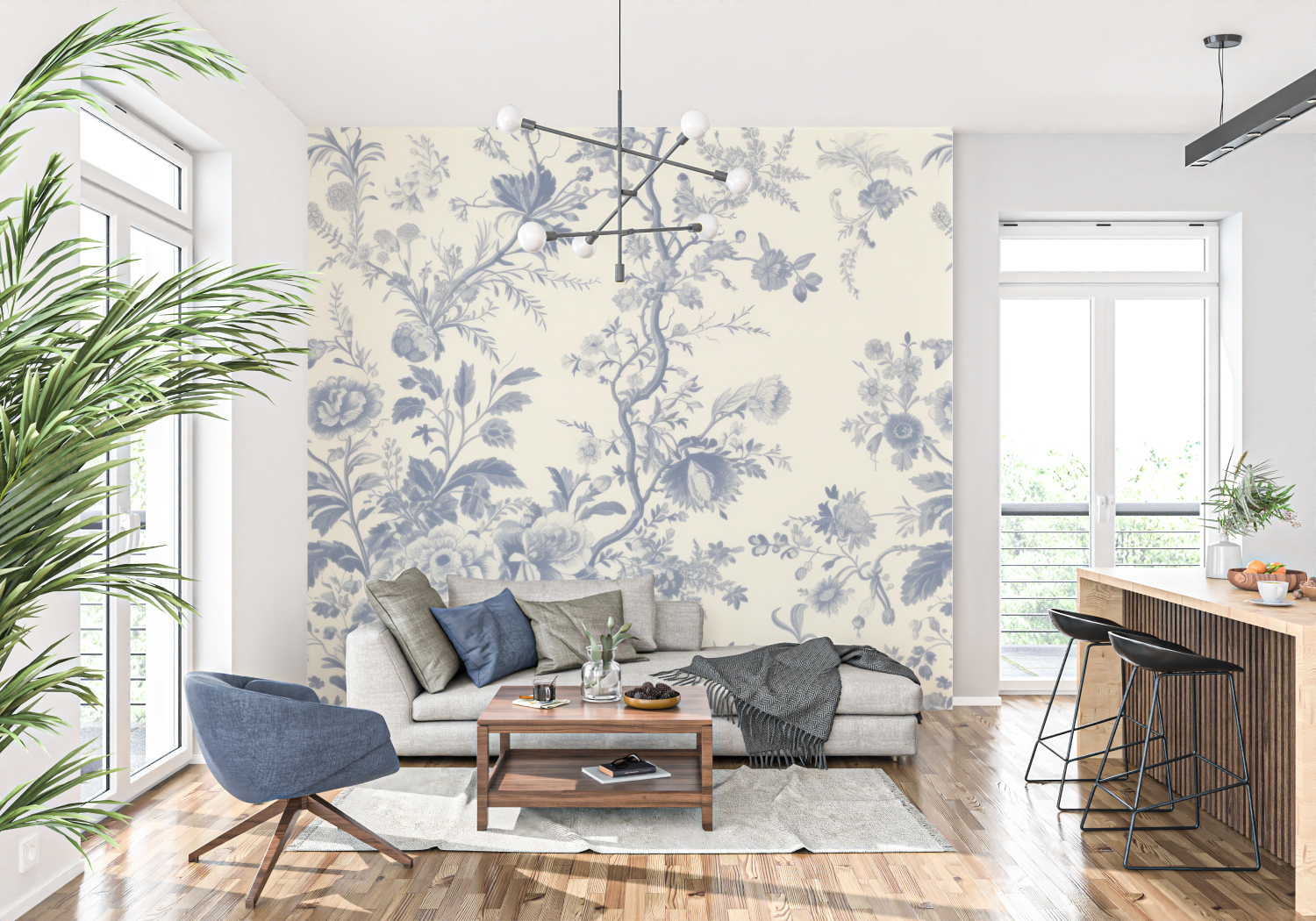 Papier Peint Toile De Jouy Mural - panoramique-mur