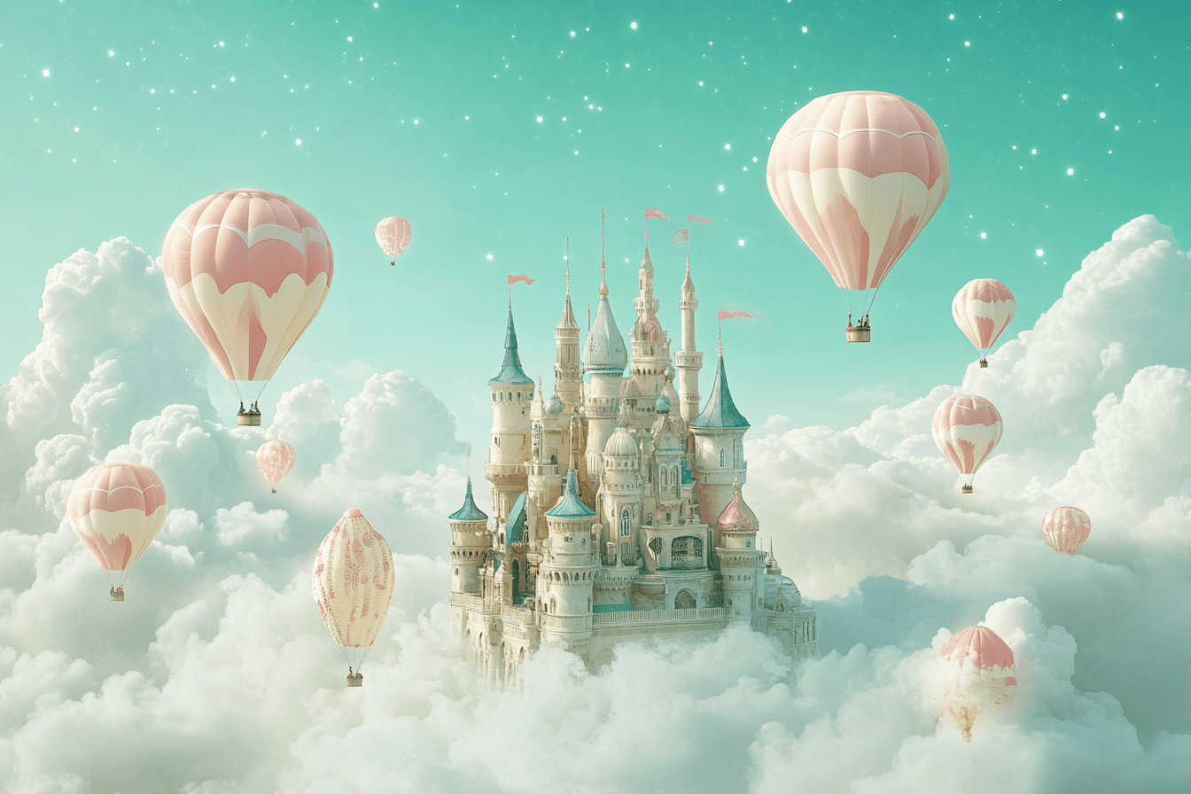 Papier Peint Princesse Ciel Vert et Château