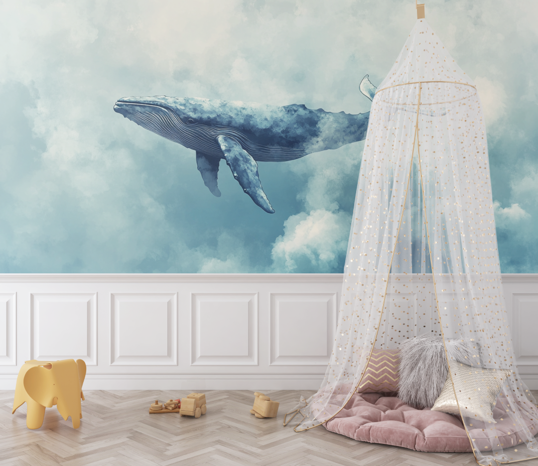 Papier peint marin esquisse nuage bebe
