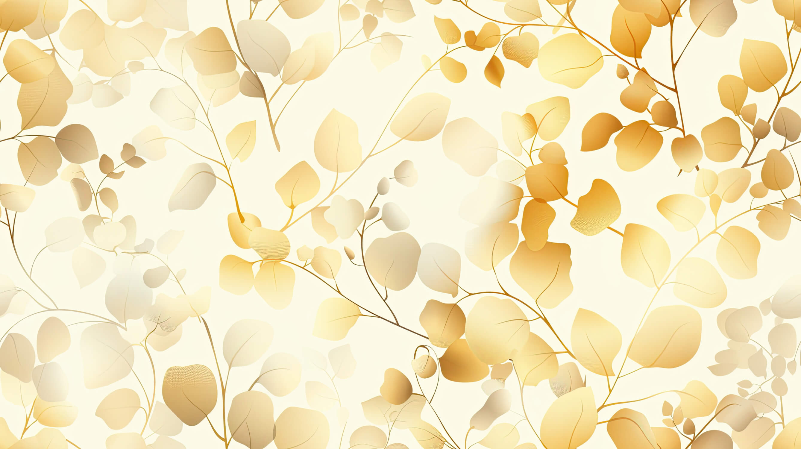 Papier Peint Feuilles Doré