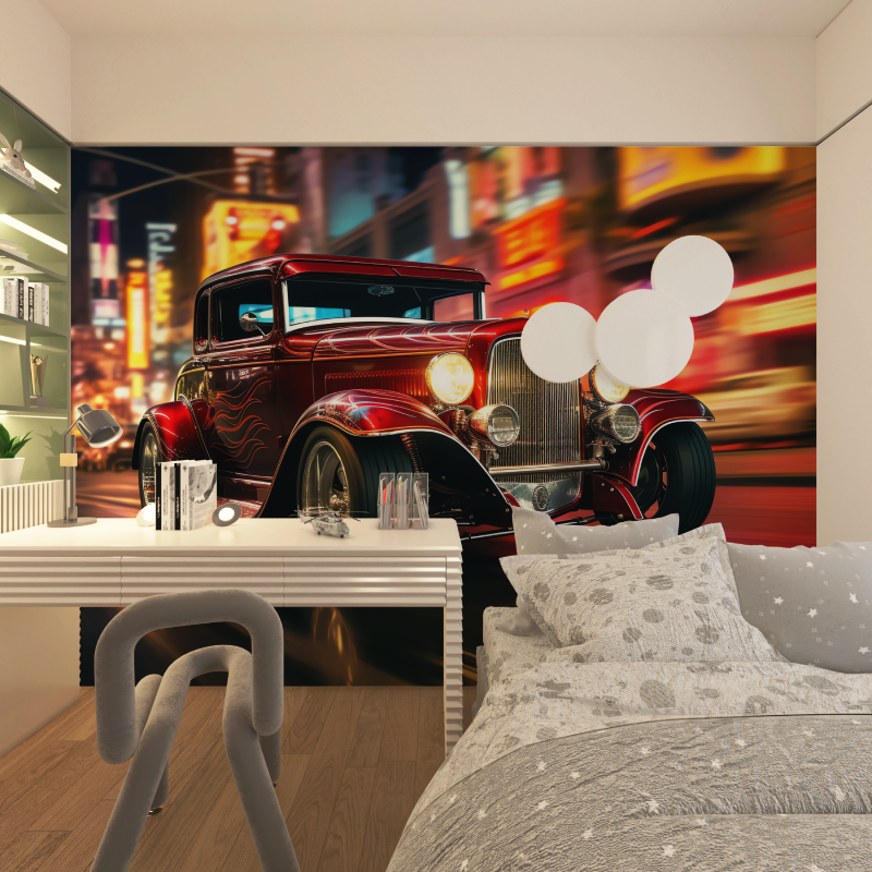 Papier peint voiture americaine...amique chambre adolescents